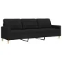 Juego de sofá 3 piezas con reposapiés y cojines tela negro von , Sofas - Ref: Foro24-3278347, Preis: 602,35 €, Rabatt: %