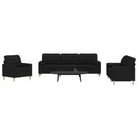 Juego de sofás con cojines 3 piezas tela negro de , Sofás - Ref: Foro24-3278307, Precio: 692,56 €, Descuento: %