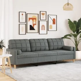 Sofá de 3 plazas con cojines tela gris oscuro 210 cm von , Sofas - Ref: Foro24-3278202, Preis: 307,82 €, Rabatt: %