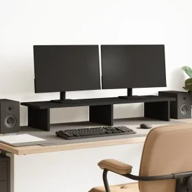 Soporte para monitor madera maciza de pino negro 100x27x15 cm de , Bases y elevadores para ordenadores - Ref: Foro24-854707, ...