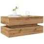 Mesa de centro con luces LED roble artisian 90x50x40 cm de , Mesas de centro - Ref: Foro24-857719, Precio: 113,21 €, Descuent...