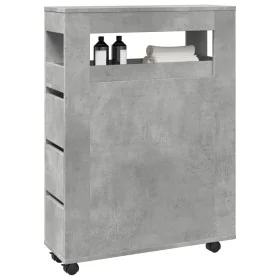 Armario de baño estrecho con ruedas madera gris hormigón de , Taquillas y armarios de almacenamiento - Ref: Foro24-855271, Pr...
