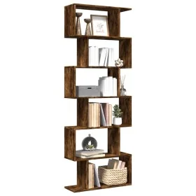 Librería divisora 6 niveles madera roble ahumado 70x24x193 cm de , Librerías y estanterías - Ref: Foro24-858088, Precio: 79,0...