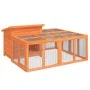 Conejera de madera maciza de pino marrón 144x123x67,5 cm de , Jaulas y habitáculos para animales pequeños - Ref: Foro24-17228...