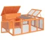 Conejera de madera maciza de pino marrón 144x123x67,5 cm de , Jaulas y habitáculos para animales pequeños - Ref: Foro24-17228...