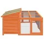 Conejera de madera maciza de pino marrón 144x123x67,5 cm de , Jaulas y habitáculos para animales pequeños - Ref: Foro24-17228...