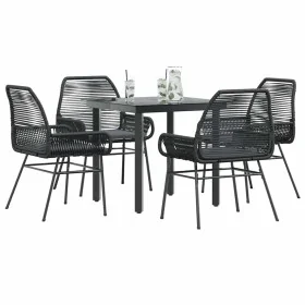 Juego de comedor jardín 5 piezas cojines ratán sintético negro de , Conjuntos de jardín - Ref: Foro24-3334563, Precio: 374,86...