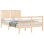 Bed frame with solid wood headboard 120x200 cm by vidaXL, Beds and slatted bases - Ref: Foro24-3194761, Price: 118,94 €, Disc...