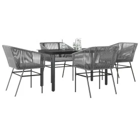Juego comedor jardín 5 pzas cojines ratán sintético vidrio gris de , Conjuntos de jardín - Ref: Foro24-3334627, Precio: 434,0...