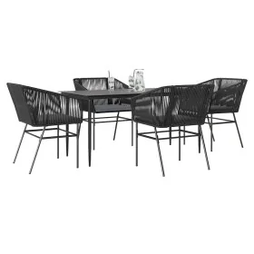 Juego de comedor jardín 5 piezas cojines ratán sintético negro de , Conjuntos de jardín - Ref: Foro24-3334516, Precio: 447,05...