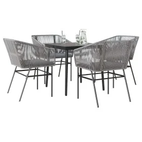 Juego comedor jardín 5 pzas cojines ratán sintético vidrio gris by , Garden sets - Ref: Foro24-3334528, Price: 407,78 €, Disc...