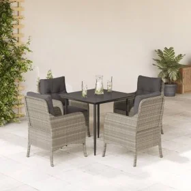 Set comedor de jardín 5 pzas cojines ratán sintético gris claro de , Conjuntos de jardín - Ref: Foro24-3211991, Precio: 503,3...