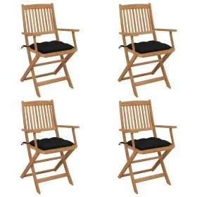 Sillas de jardín plegables 4 uds y cojines madera maciza acacia de , Sillas de jardín - Ref: Foro24-3064639, Precio: 200,98 €...