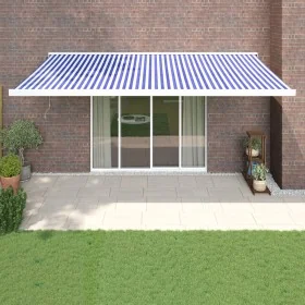 Toldo retráctil aluminio y tela azul y blanco 5x3 m de , Toldos - Ref: Foro24-3154525, Precio: 601,90 €, Descuento: %