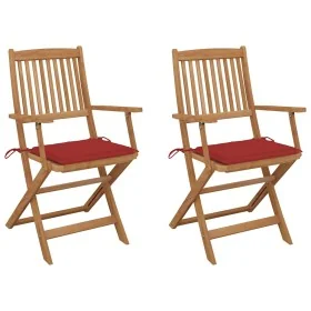 Sillas de jardín plegables 2 uds y cojines madera maciza acacia de , Sillas de jardín - Ref: Foro24-3064596, Precio: 149,48 €...