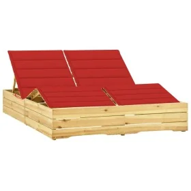 Tumbona doble y cojines rojos madera pino impregnada by , Loungers - Ref: Foro24-3065990, Price: 303,71 €, Discount: %