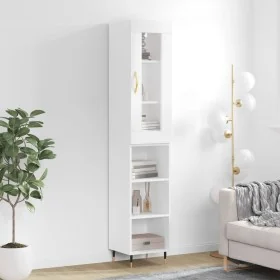 Aparador alto madera contrachapada blanco 34,5x34x180 cm de , Aparadores - Ref: Foro24-3199345, Precio: 89,78 €, Descuento: %
