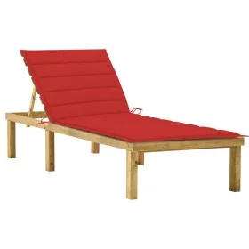 Tumbona con cojín rojo madera de pino impregnada de , Tumbonas - Ref: Foro24-3065855, Precio: 133,26 €, Descuento: %