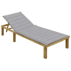Tumbona con cojín gris madera de pino impregnada de , Tumbonas - Ref: Foro24-3065820, Precio: 123,88 €, Descuento: %