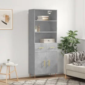 Aparador alto madera contrachapada gris hormigón 69,5x34x180 cm von , Sideboards - Ref: Foro24-3200509, Preis: 131,88 €, Raba...
