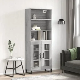 Aparador alto madera contrachapada gris sonoma 69,5x34x180 cm by , Sideboards - Ref: Foro24-3189347, Price: 144,96 €, Discoun...