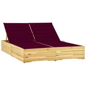 Tumbona doble y cojines madera pino impregnada rojo tinto de , Tumbonas - Ref: Foro24-3065978, Precio: 295,77 €, Descuento: %
