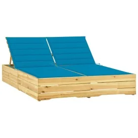 Tumbona doble y cojines madera pino impregnada azul de , Tumbonas - Ref: Foro24-3065973, Precio: 306,65 €, Descuento: %