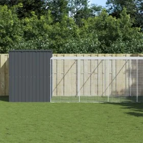 Caseta perros con corral acero galvanizado gris 214x661x181 cm de , Casetas para perros - Ref: Foro24-3189133, Precio: 739,46...