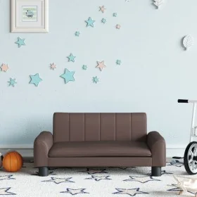 Sofá para niños de cuero sintético marrón 70x45x30 cm de , Mobiliario para bebés y niños pequeños - Ref: Foro24-3196276, Prec...