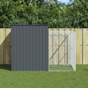 Caseta perros con corral acero galvanizado gris 214x253x181 cm de , Casetas para perros - Ref: Foro24-3189119, Precio: 420,09...