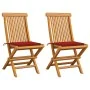 Sillas de jardín 2 unidades con cojines rojos madera de teca de , Sillas de jardín - Ref: Foro24-3062466, Precio: 147,14 €, D...