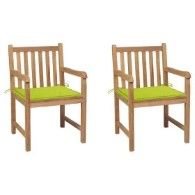 Sillas de jardín 2 uds madera de teca y cojines verde brillante von , Gartenstühle - Ref: Foro24-3062741, Preis: 297,77 €, Ra...