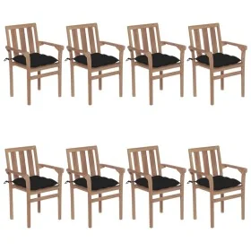 Sillas de jardín apilables 8 uds madera maciza teca con cojines von , Gartenstühle - Ref: Foro24-3073455, Preis: 1,00 €, Raba...