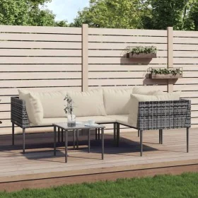 Set de muebles de jardín 5 pzas y cojines ratán sintético gris de , Conjuntos de jardín - Ref: Foro24-3186683, Precio: 268,55...