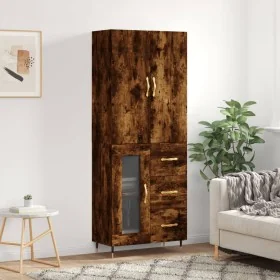Aparador alto madera contrachapada roble ahumado 69,5x34x180 cm de , Aparadores - Ref: Foro24-3195944, Precio: 165,53 €, Desc...