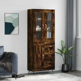 Aparador alto madera contrachapada roble ahumado 69,5x34x180 cm de , Aparadores - Ref: Foro24-3198638, Precio: 157,01 €, Desc...