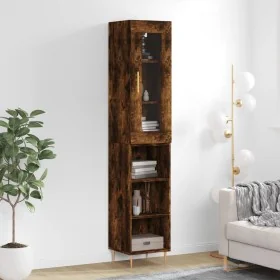 Aparador de madera contrachapada roble ahumado 34,5x34x180 cm by , Sideboards - Ref: Foro24-3199358, Price: 88,38 €, Discount: %