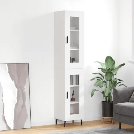 Aparador alto madera contrachapada blanco 34,5x34x180 cm by , Sideboards - Ref: Foro24-3199441, Price: 104,10 €, Discount: %