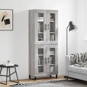 Aparador alto madera contrachapada gris sonoma 69,5x34x180 cm de , Aparadores - Ref: Foro24-3198303, Precio: 161,83 €, Descue...