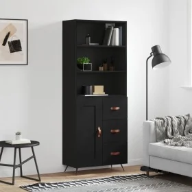 Aparador alto madera contrachapada negro 69,5x34x180 cm by , Sideboards - Ref: Foro24-3189990, Price: 161,20 €, Discount: %