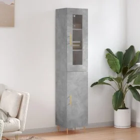 Aparador de madera contrachapada gris hormigón 34,5x34x180 cm by , Sideboards - Ref: Foro24-3199165, Price: 93,84 €, Discount: %