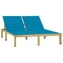Tumbona doble y cojines azules madera pino impregnada de , Tumbonas - Ref: Foro24-3065883, Precio: 197,70 €, Descuento: %