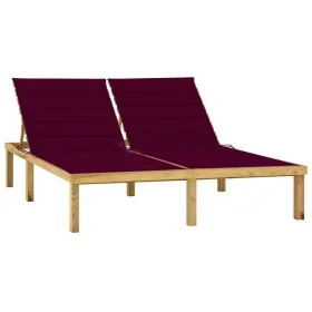 Tumbona doble y cojines rojo tinto madera pino impregnada by , Loungers - Ref: Foro24-3065888, Price: 186,24 €, Discount: %
