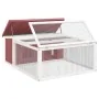 Conejera de madera maciza de pino moca 117,5x97x47,5 cm de , Jaulas y habitáculos para animales pequeños - Ref: Foro24-172288...