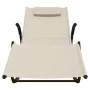 Tumbona mecedora de acero y textileno crema by , Loungers - Ref: Foro24-318114, Price: 86,45 €, Discount: %
