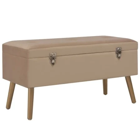 Banco con compartimento de terciopelo beige 80 cm by , Benches for halls and storage - Ref: Foro24-329933, Price: 91,98 €, Di...