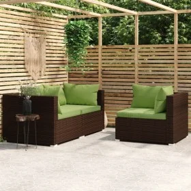 Set muebles de jardín 3 piezas y cojines ratán sintético marrón by , Modular outdoor sofas - Ref: Foro24-317560, Price: 279,3...
