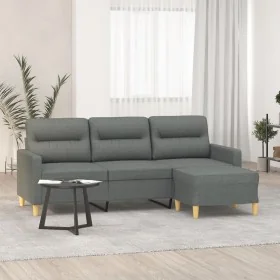 Sofá de 3 plazas con taburete de tela gris oscuro 180 cm von , Sofas - Ref: Foro24-3201074, Preis: 323,11 €, Rabatt: %