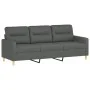 Sofá de 3 plazas con taburete de tela gris oscuro 180 cm by , Sofas - Ref: Foro24-3201074, Price: 323,11 €, Discount: %