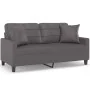 Sofá de 2 plazas con cojines cuero sintético gris 140 cm de , Sofás - Ref: Foro24-3200805, Precio: 194,86 €, Descuento: %